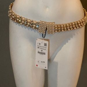 Zara belt with rhinestone and pearls belt